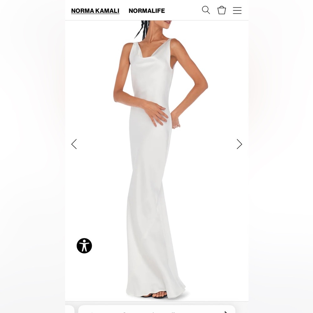 Norma Kamali satin white Maria dress. Only worn once!